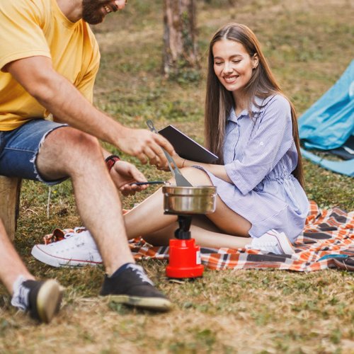 HUIOP Titanium Tongs, Titanium Serving Tongs Multi-Purpose BBQ Tongs with Spork and Serrated Spatula for Camping Hiking Picnic Cooking
