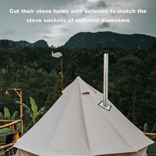 Hoypeyfiy DIY Hot Tent Stove Jack with Rain Flap, Stove Jack Kit for Camping Tent, 7.87" x 9"