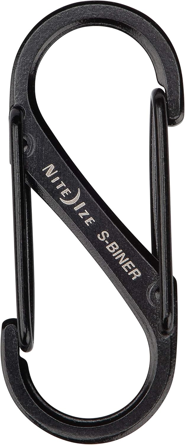 Nite Ize S-Biner Dual Carabiner Stainless Steel, Size 1, Black, 2 count (Pack of 1)