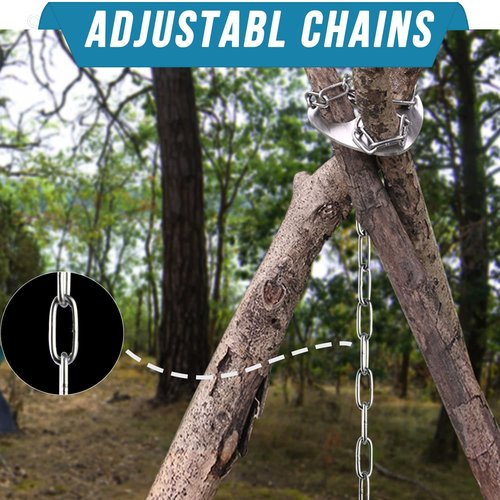 burtok Camping Tripod for Cooking, Newest Survival Cooking Gear, Stainless Steel Cooking Tripod for Campfire, Campfire Cooking Accessories for Outdoor Cooking, Picnic, Hiking, Camping