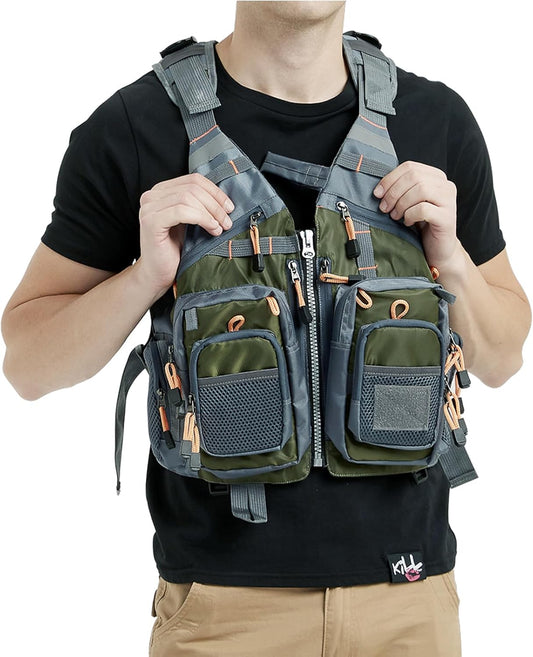 Obcursco Fly Fishing Vest for Men and Women with Breathable Mesh, Trout Fishing Gear, for Outdoors Stream Fishing
