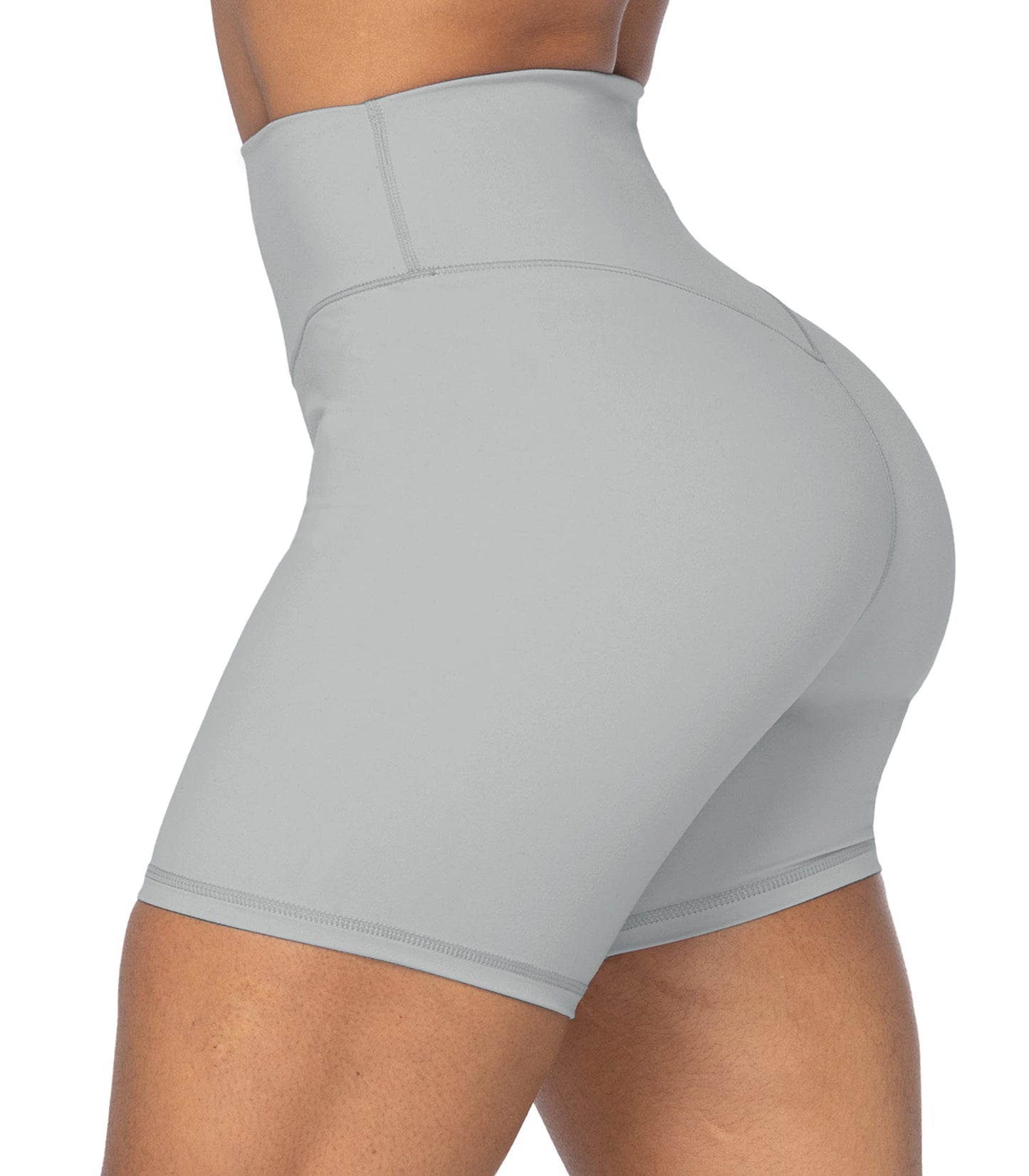 Sunzel 5" High Waist Biker Shorts for Women No Front Seam Soft Yoga Workout Gym Bike Shorts Tummy Control Squat Proof Grey