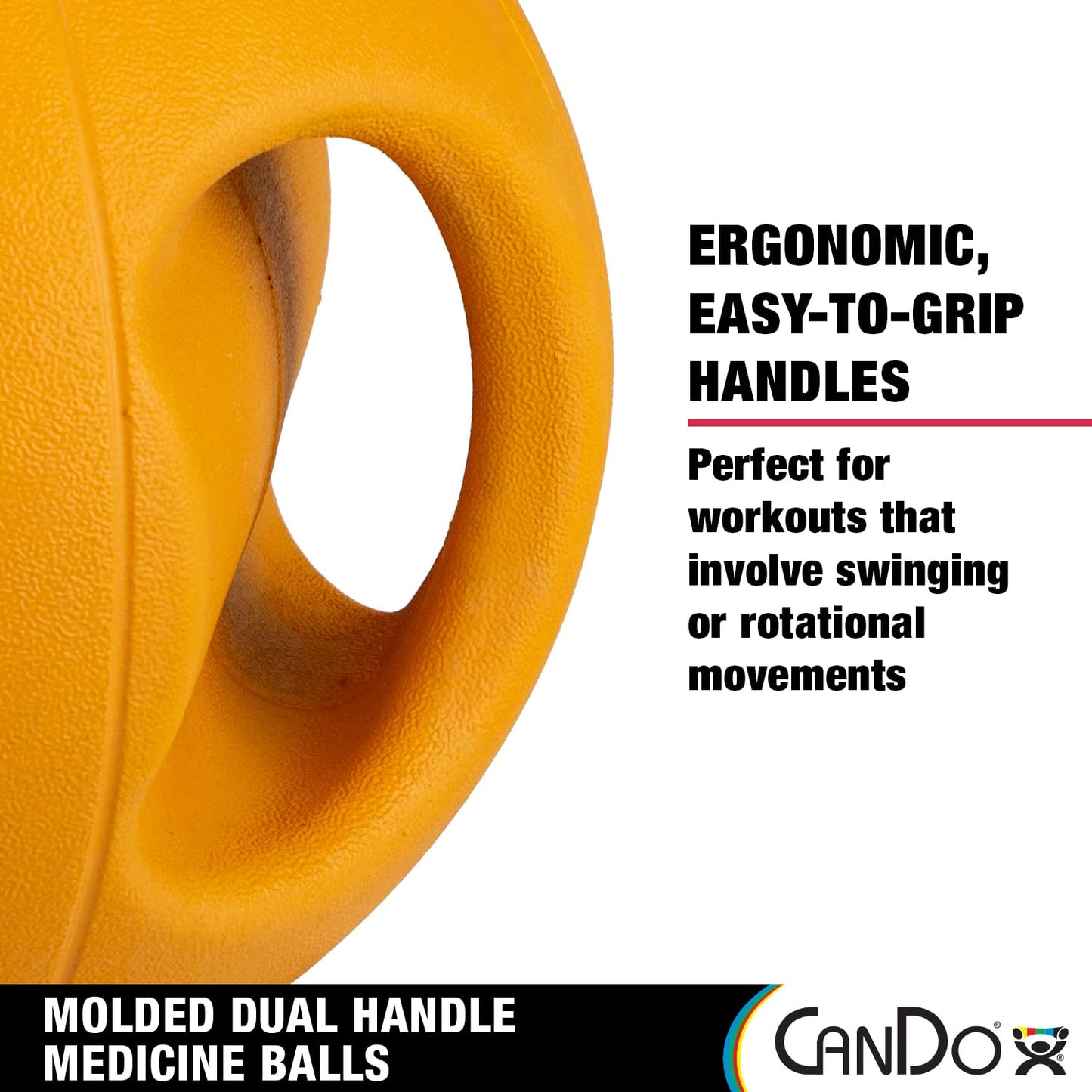 CanDo Molded Dual-Handle Medicine Ball for Strength Training, Core Workouts, Warmups, Cardio, and Plyometrics with Handles for Home and Clinic Use