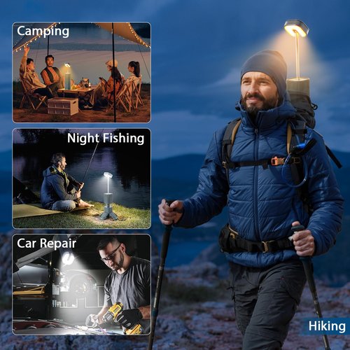 Yoobao Camping Lantern Rechargeable, 14000mAh Battery Operated, Outdoor Telescopic Camping Tent Lights, 5 Light Modes, Magnetic Base, LED Flashlight Camping Essentials for Camping, Hiking, Emergency
