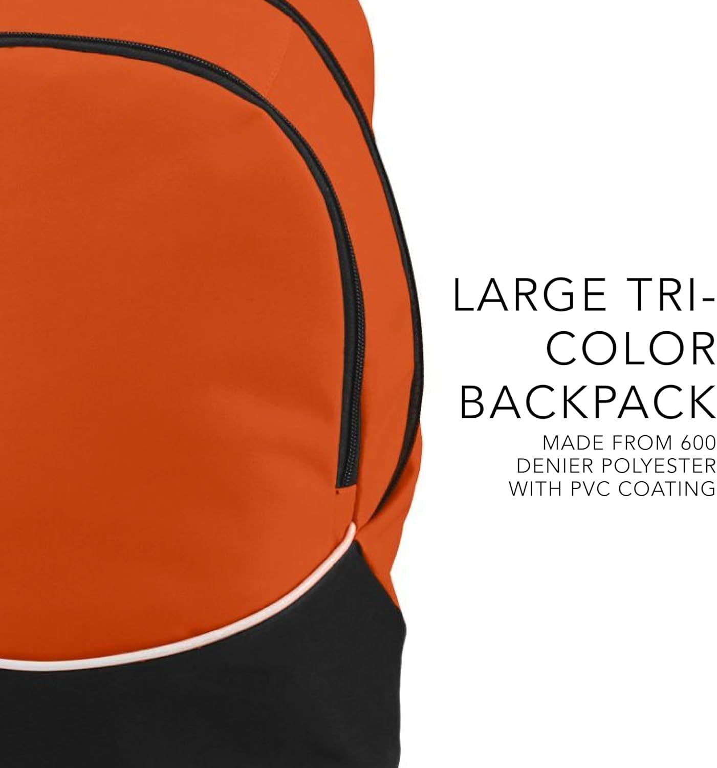 Tri-Color Large Backpack for Sports & Travel - Purple/Black/White by Augusta Sportswear