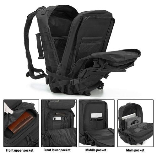 Ciana Large Military Tactical Backpack Bug Out Bag Rucksack for Men Large Capacity Rucksacks Army Outdoor Assault Pack Go Bag for Hunting (Black)