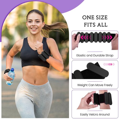 Wrist Weights, Adjustable Ankle Weights for Women (Set of 2,1lb Each), 2lbs Weighted Bands for Walking, Yoga, Cardio, Pilates