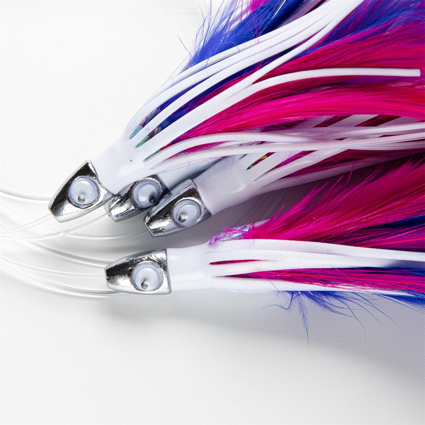 Ocean Cat 5 Inch Daisy Chain Teaser Lures with Brid Feather Teaser Trolling Lure Saltwater Offshore Big Game Trolling Lure Bag for Marlin Tuna Mahi Dolphin Durado Wahoo Mesh (Pink&Blue)