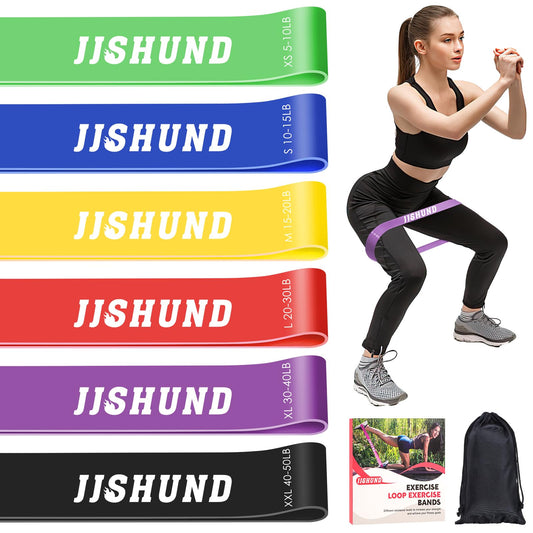 6 Pcs Resistance Bands for Working Out, Exercise Loop Bands for Women and Men, Elastic Stretch Bands Workout Bands for Yoga Pilates Fitness Home Gym Body Stretching Booty Legs Strength Training