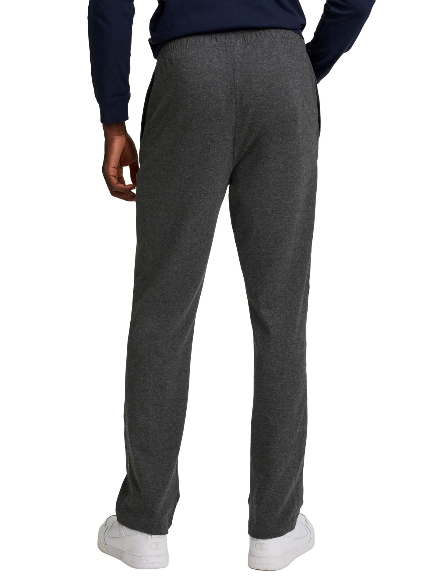 Champion Men's Open-Bottom Lounge Pants, Standard Fit, Lightweight 100% Cotton, Available in Regular and Big & Tall, Granite Heather, Large