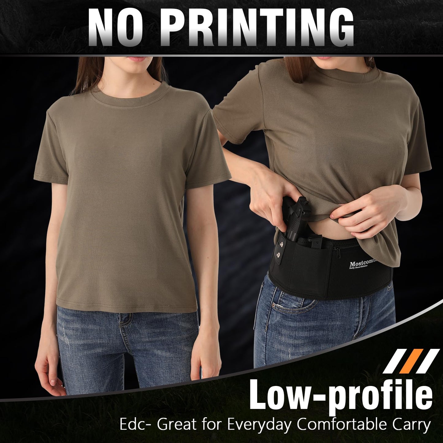 Mostcomtac Belly Band Holster for Men & Women - Comfortable Carry Gun Holster with Breathable Neoprene, Fits Glock 17-43X, Taurus, Ruger LCP, S&W M&P Shield for Most Pistols and Revolvers