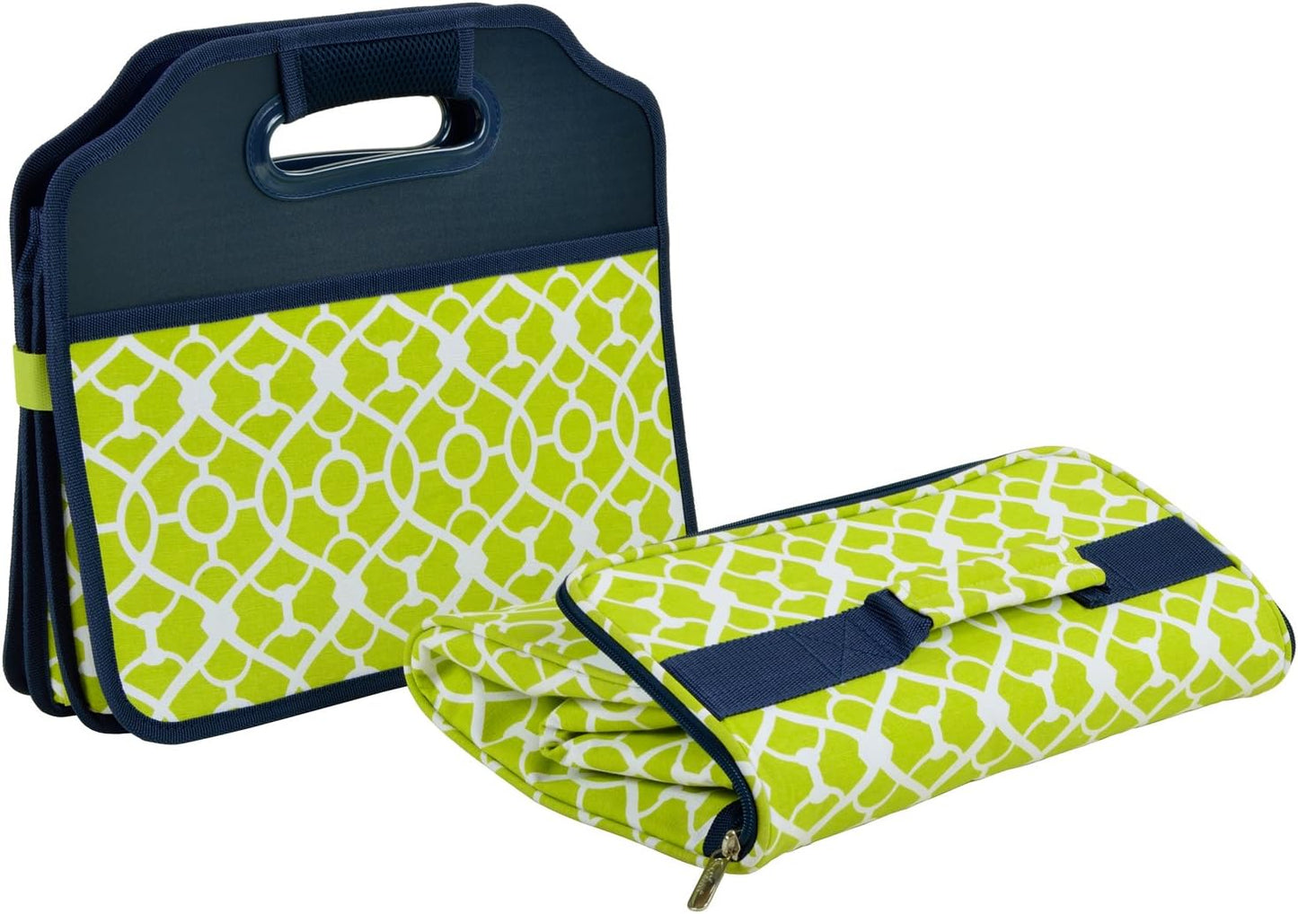 Picnic at Ascot Original Folding Trunk Organizer With Cooler, Red Chevron