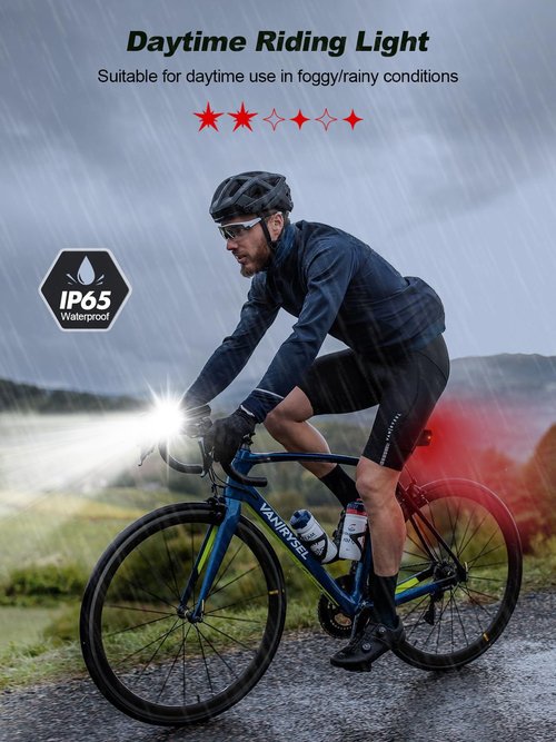 Cuvccn 1000 Lumen Super Bright Bike Lights, 4+6 Modes Rechargeable Bicycle Lights Front & Rear with Side Lights, IP65 Waterproof Scooter Accessories, Bike Headlight for Day/Night Riding Safety