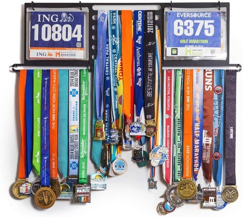 Gone For a Run Deluxe BibFOLIO+ Race Bib & Medal Display | Wall Mounted Medal Hanger | Display Over 100 Medals & 200 Race Bibs