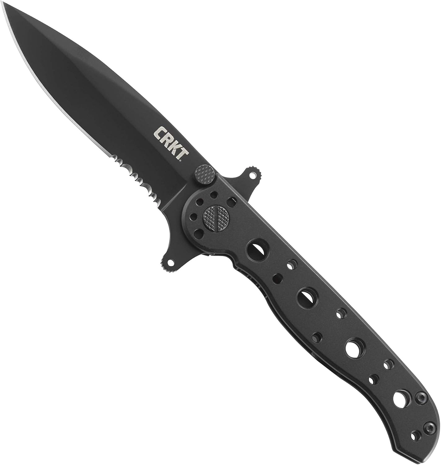 CRKT M16-10KZ EDC Folding Pocket Knife: Everyday Carry, Black Serrated Edge Blade, Tanto, Automated Liner Safety, Nylon Handle, Pocket Clip