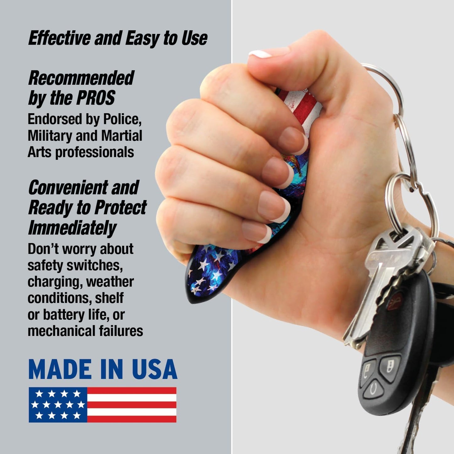 MUNIO Self Defense Keychain – Lightweight, Stylish & Portable Safety Tool for Women & Men – Non-Lethal Kubotan, Easy to Use, TSA Approved – Made in USA