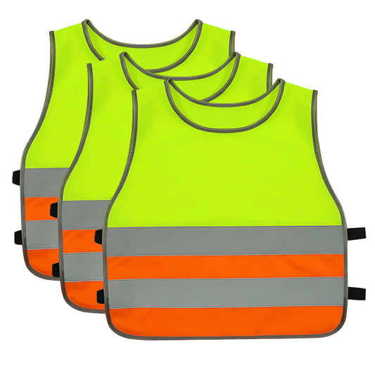 GOOFIT High Visibility Reflective Safety Vest Children's Bicycle Safety Vest Running Lightweight Vest Reflective Vest for School Walking and Playing Boys Girls Pack of 3