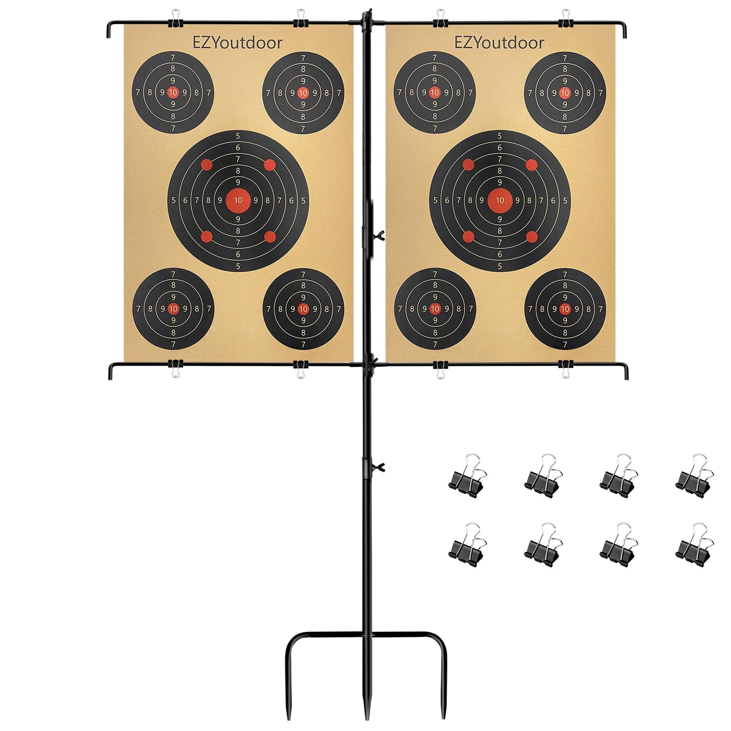 EZYoutdoor Adjustable Shooting Target, Target Stands for Shooting Range, 8 Clips Included, Ideal for BB Gun, Airsoft, Pellet, Pistol, Firearms, Rifle, Shotgun Practice