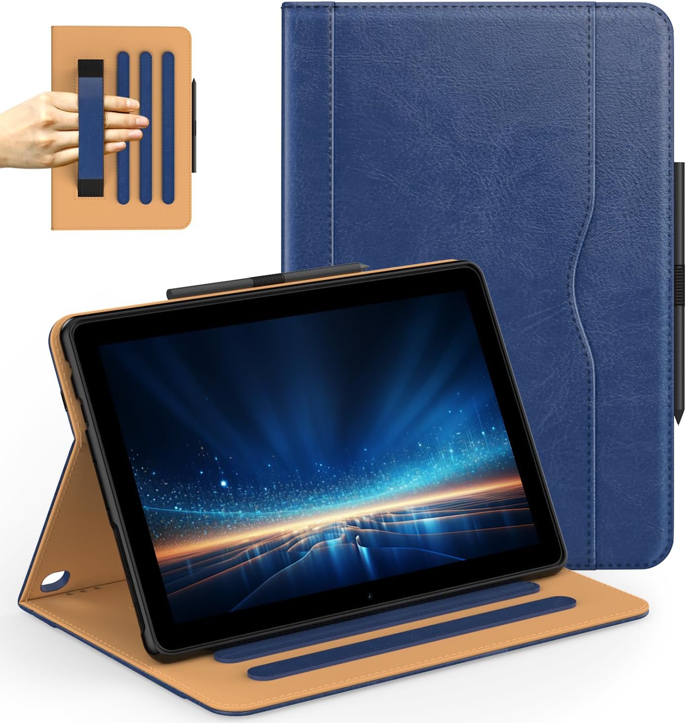 for 10 Tablet Case (13th/11th Generation 2023/2021 Released), PU Leather Folio Cover with Multi-Angle Stand/Pen Holder, Auto Wake/Sleep for 10/10 Plus, Black