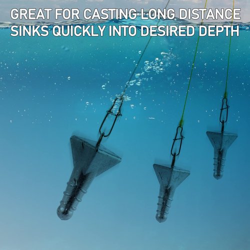 Dr.Fish 5 Pack Storm Sinker Pyramid Hatteras Surf Fishing Lead Weight Saltwater Beach Casting Sea Bottom Holder Inshore 4oz