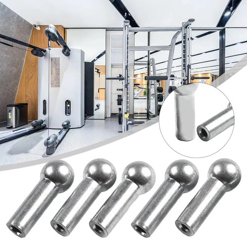 SquEqu 5 Pack Pulley Cable End Terminals Metal Ball Stopper Joint Lugs Attachment Parts for Gym Weight Lifting Machine Fitness Equipment Running (for Diameter 5mm Wire)