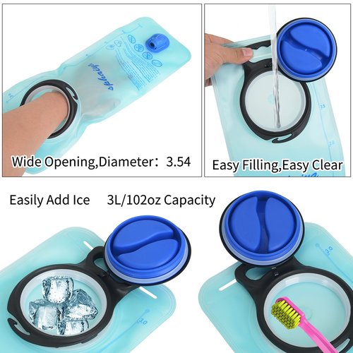 sphaiya Hydration Bladder 2L-3L Water Storage Bag Reservoir,Military Hydration Pack Replacement for Hiking Biking Climbing Cycling Running Camping Backpack with Clean Flexible Brush (3L-Green+Blue)