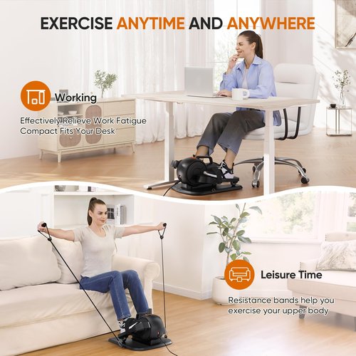 Dripex Under Desk Elliptical Machine, 3-in-1 Electric Ellipse Leg Exerciser As Seen On TV, 10 Adjustable Speed & Resistance, Seated Pedal Exerciser for Seniors with Remote, Fully Assembled