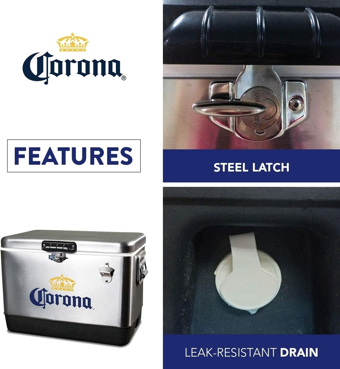 Portable Vintage Ice Chest Cooler with Bottle Opener - Insulated 85 Can Capacity for Camping, Beach, BBQs & Tailgating