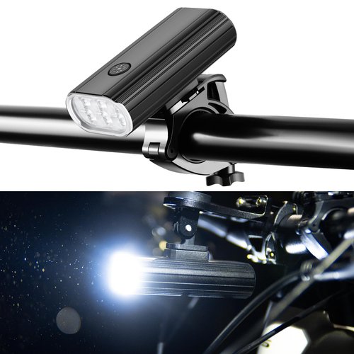 High Lumens Bike Headlight, 2000+ Lumens 6 LED Super Bright Wide Beam for Night Riding, Rechargeable Bicycle Front Light with Handlebar & Underneath 2 Mounts for Road Mountain Bicycle