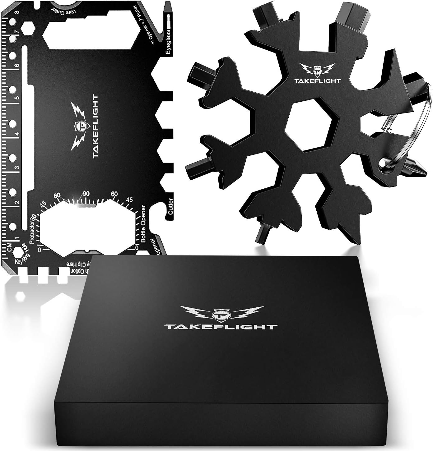 Valentines Day Gift For Him, TF TakeFlight Tactical EDC Credit Card Multitool Gifts Set, Ultimate Multi Tool Pocket Gadgets for Men, Snowflake Screwdriver, Wallet Survival Gear, Durable TactileCard