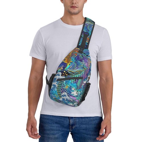 MANQINF Cool Chinese Dragon Sling Bag,Casual Crossbody Backpack Shoulder Chest Bag for Women Men Travel Hiking Daypack