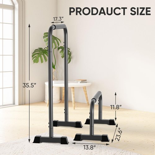 Dip Bar, 2-in-1 Adjustable Dip Stand Station for Home Workout, Heavy Duty Parallel Bars Workout Equipment for Strength Training