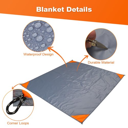 Bcxfbxd Pocket Picnic Blanket 60"x50" Foldable Compact Beach Camping Mat with Storage Bag for Hiking Travel Outdoor Recreation