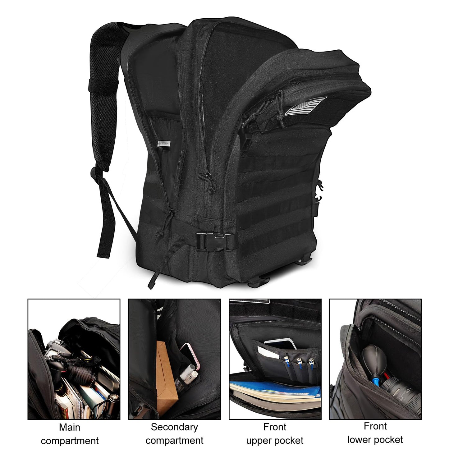 Fortune Edge Military Tactical Backpack for Men and Women Molle 45L Large Army 3 Days Assault Pack Bug Out Bag Water Resistant and Heavy Duty Hiking Camping Treeking Rucksack -Tan