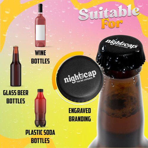 Nightcap Drink Cover Bottle Top- The Reusable Drink Spiking Prevention, As Seen on Shark Tank