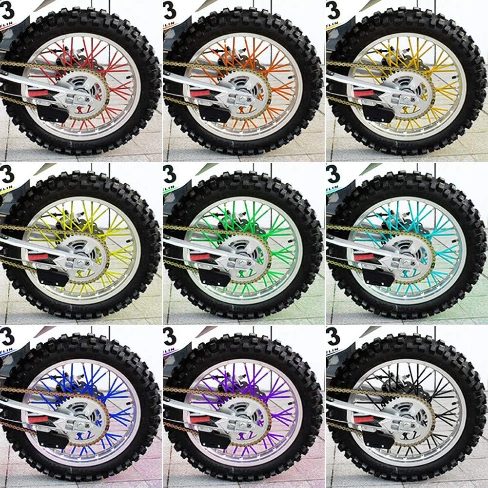 36 pcs Wheel Rim Spoke Covers, Keenso Motocross Rims Off Road Guard Wraps Kit Motorcycle Covers Wrap Decor Protector For Universal Motocross Dirt Bike(Green)