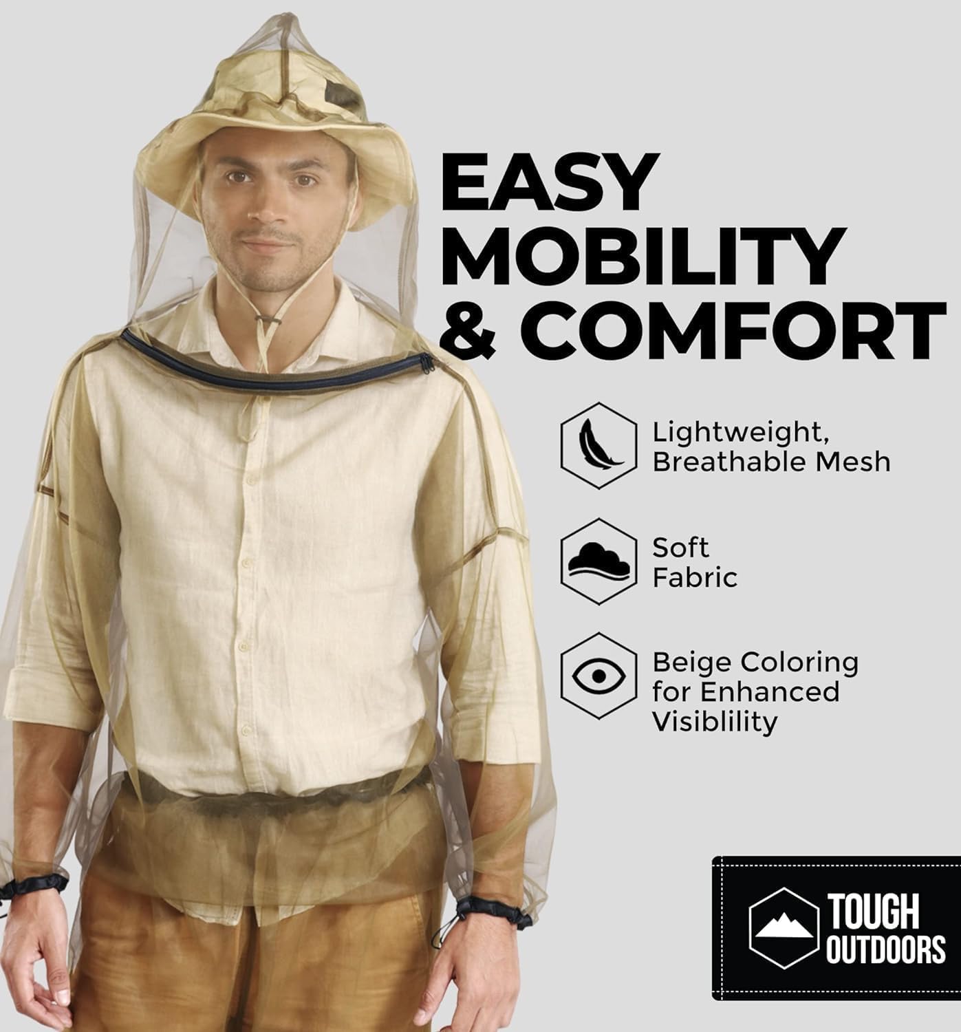 Tough Outfitters Mosquito Suit Jacket & Pants - Mosquito Repellent Clothing for Men & Women - Insect, Bug Proof Net Mesh Suit for Gardening & Outdoor - from Flies, Tick, Gnats - Large