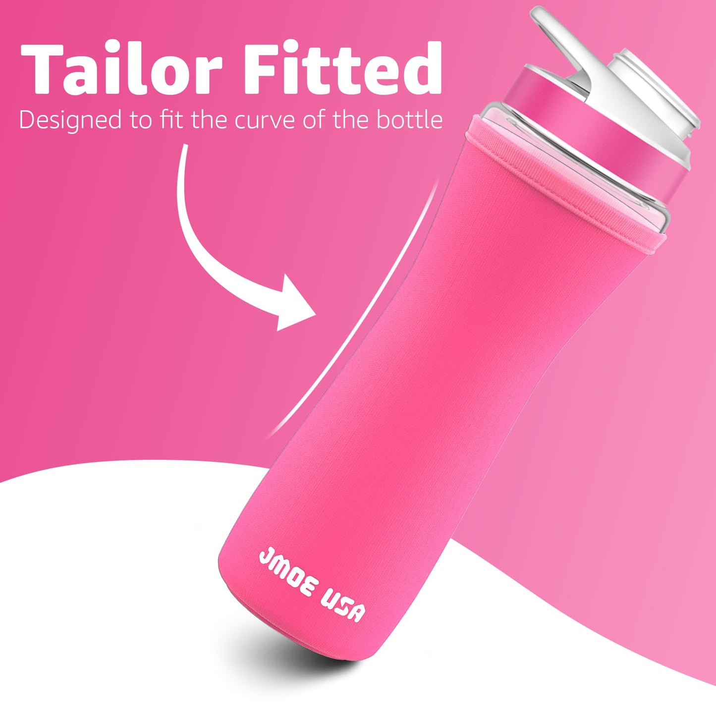 Jmoe USA 22oz Sleeve for Cirkul Water Bottle | Fits 22 oz Plastic and Stainless Steel Bottles | Neoprene Sweat Absorbing Material | Fitted Design | 2-Pack | Insulated Cover (Pink)