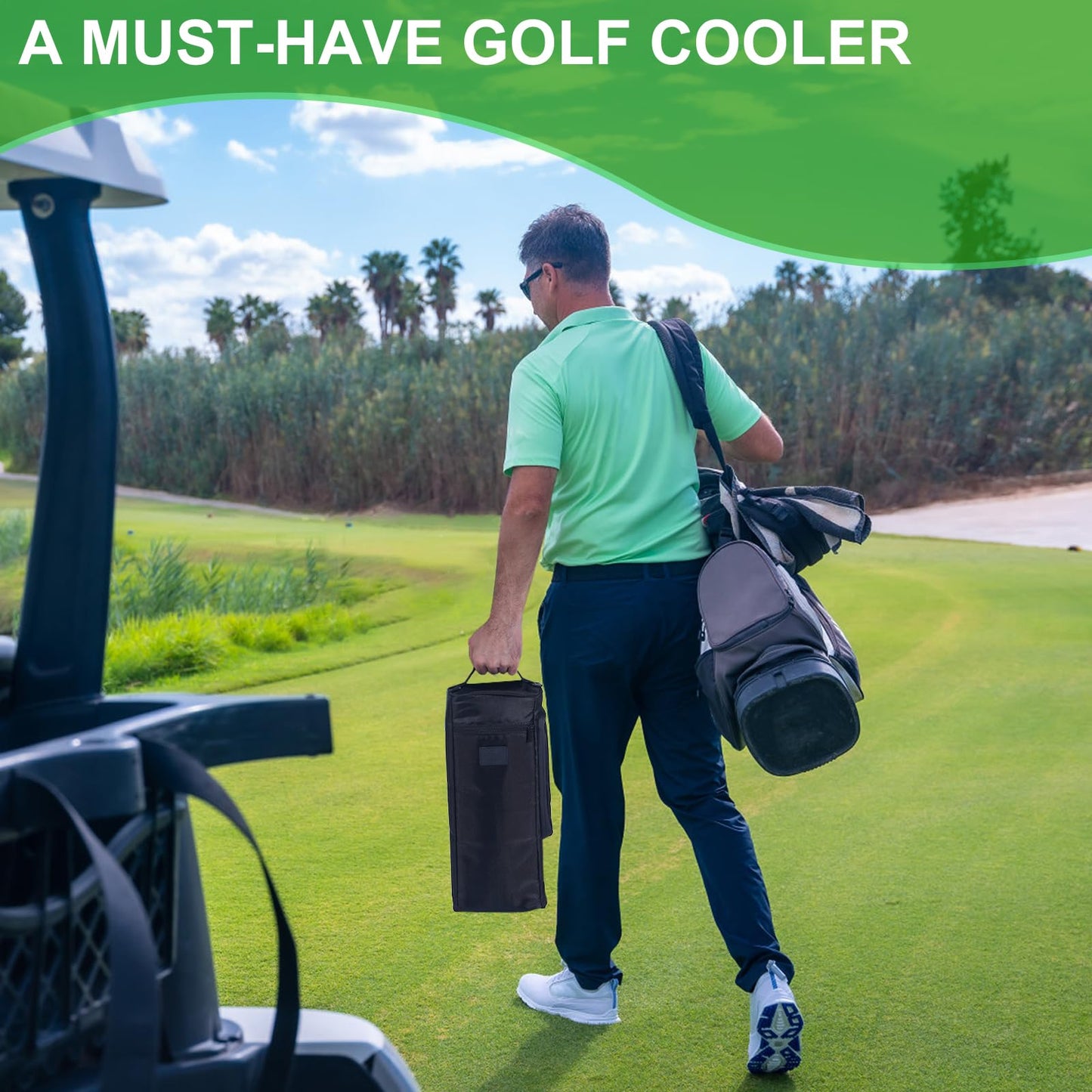 Golf Bag Cooler, Golf Accessories Father's Day Papa Gifts for Men Dad Husband, Anniversary Birthday Gift for Him, Cooler Holds 6 Beer Cans Keeps Drinks Cold for Hours - Fits Discreetly in Golf Bags