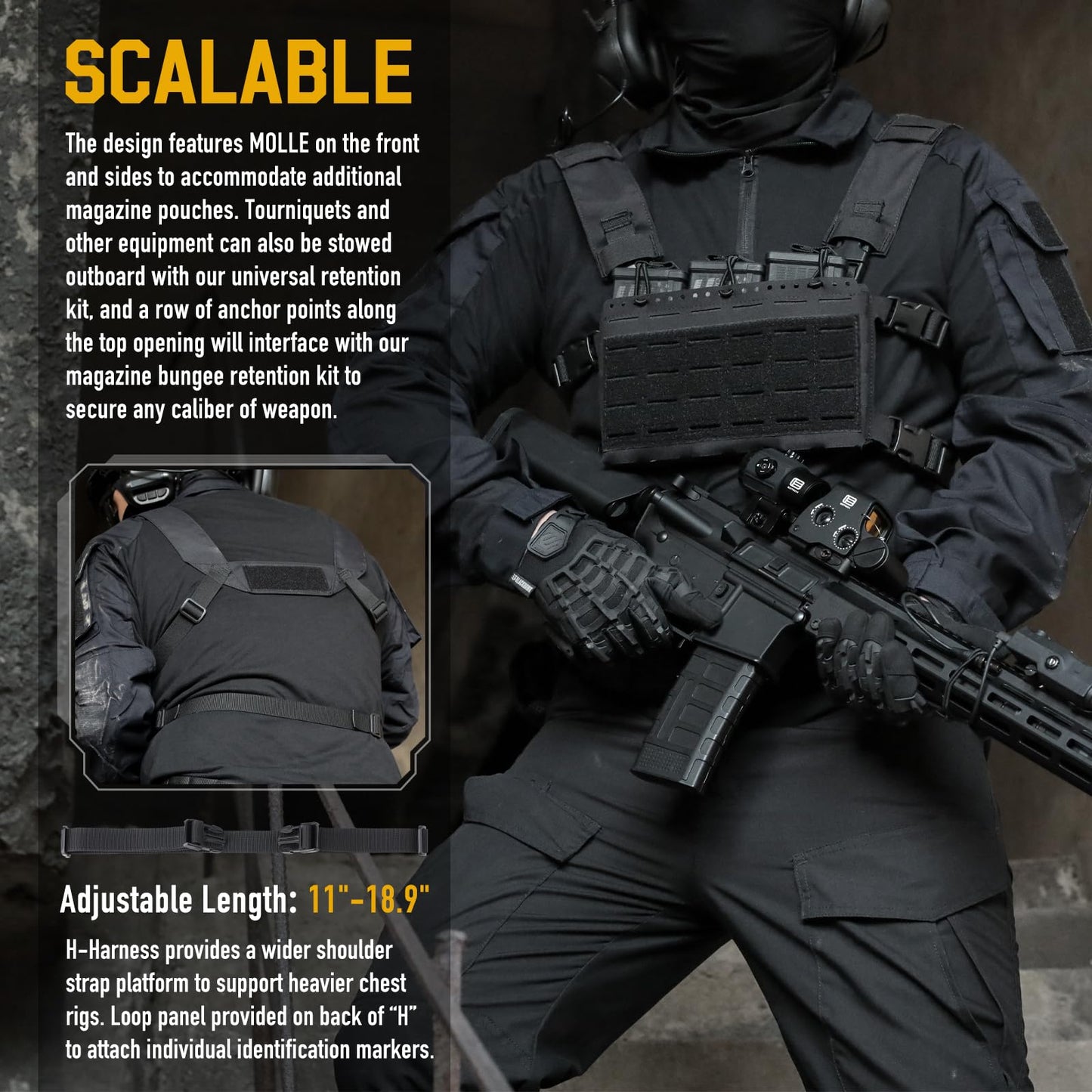 WYNEX Tactical Pouches Chest Pack Modular with Triple Magazine Insert, Molle Chest Rig Carrier