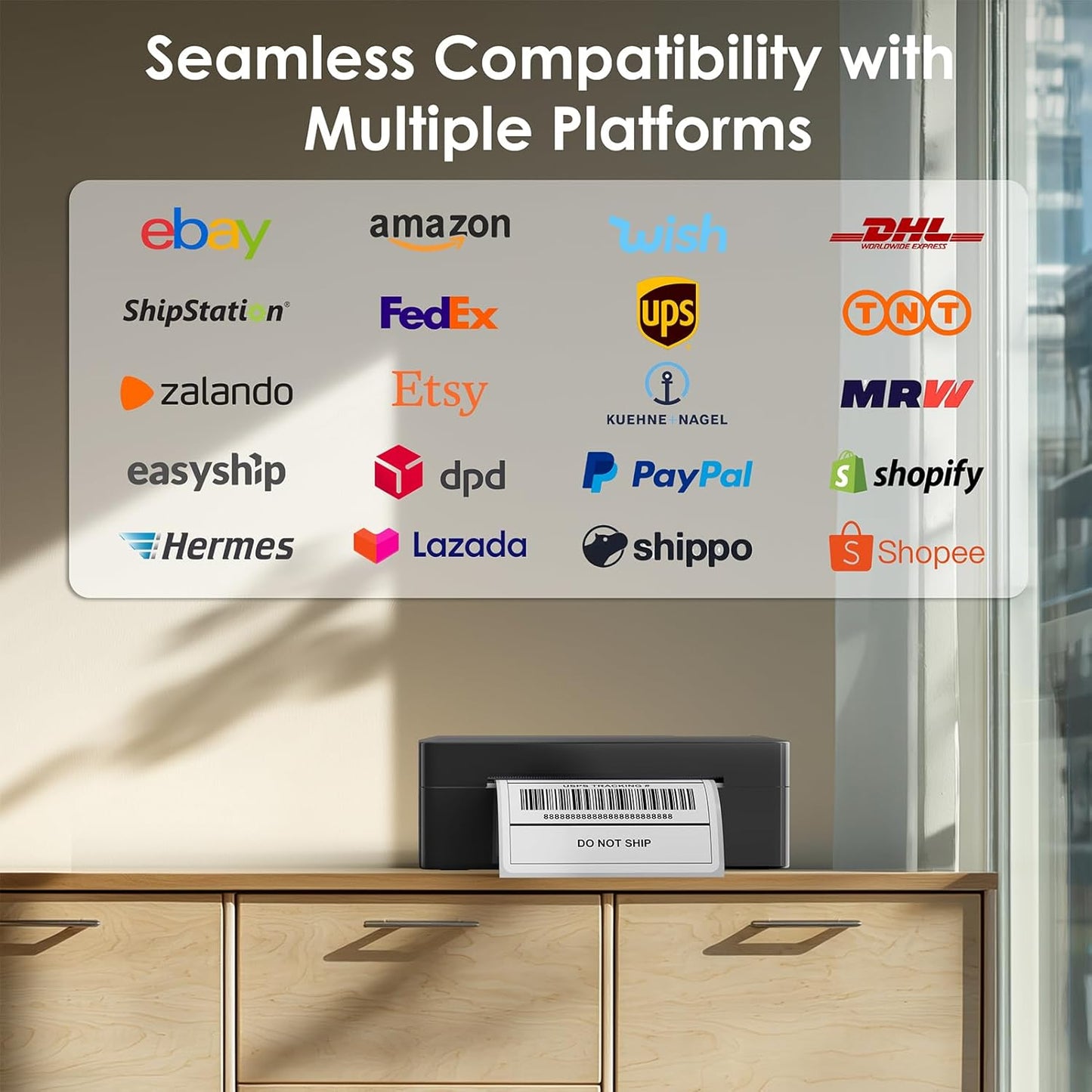Shipping Thermal Label Printer, 4x6 Portable Label Printer, Bluetooth Label Maker for Small Business, Support iPhone,Android,Windows,Mac,Chromebook,Works with USPS, Ebay,Shopify&More, Black