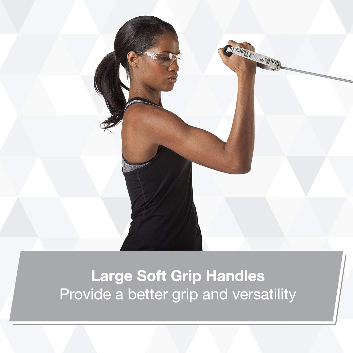 THERABAND Professional Latex Resistance Tubing with Handles For Physical Therapy, Lower Pilates, At-Home Workouts, and Rehab, Soft Handles, 48 Inch, Blue, Extra Heavy, Intermediate Level 2
