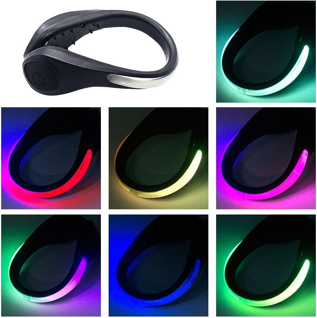 TEQIN 2Pairs LED Flash Shoe Safety Clip Lights for Runners & Night Running Gear - Reflective Running Gear for Running, Jogging, Walking, Spinning or Biking - (Set of 2)