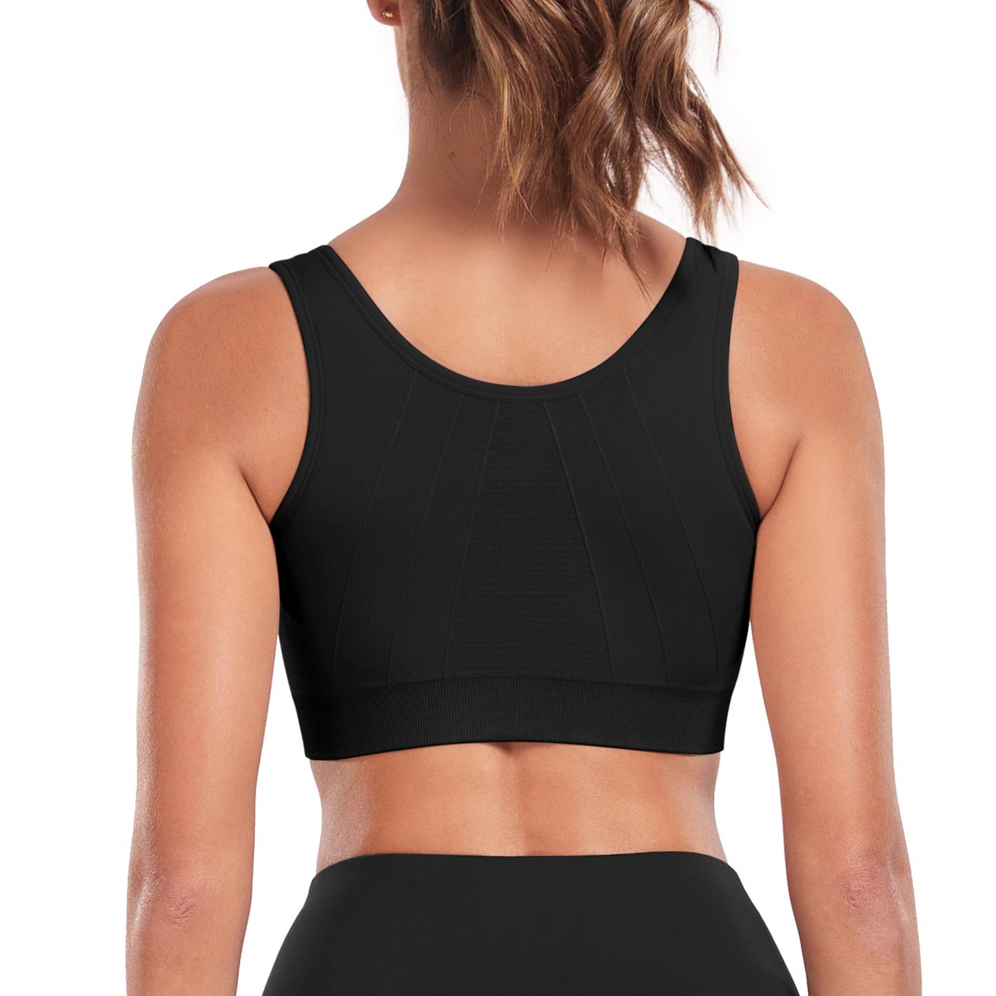 Women's Zip Front Sports Bras Wirefree Post Surgrey Bras Padded Zippered Bras Comfortable Post Shoulder Surgery Bras Zipper Closure Bras Recovery Bra for Breast Surgery Yoga Compression Active Bras
