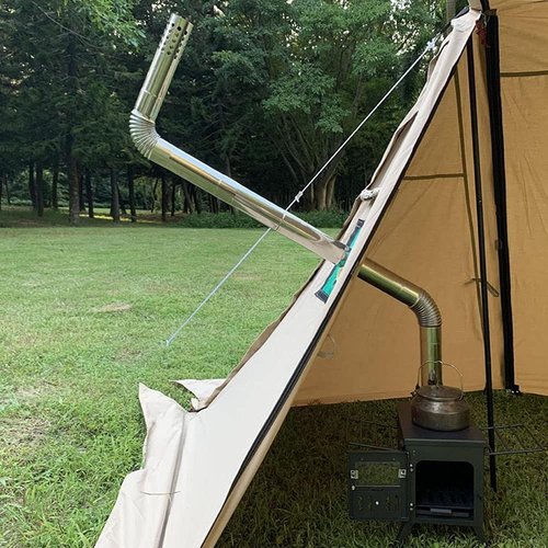 SoloWilder Wood Stove Pipe 2pcs 45 Degree Stainless Steel Chimney Tube 2.36" Stovepipe for Camping Tent Stove