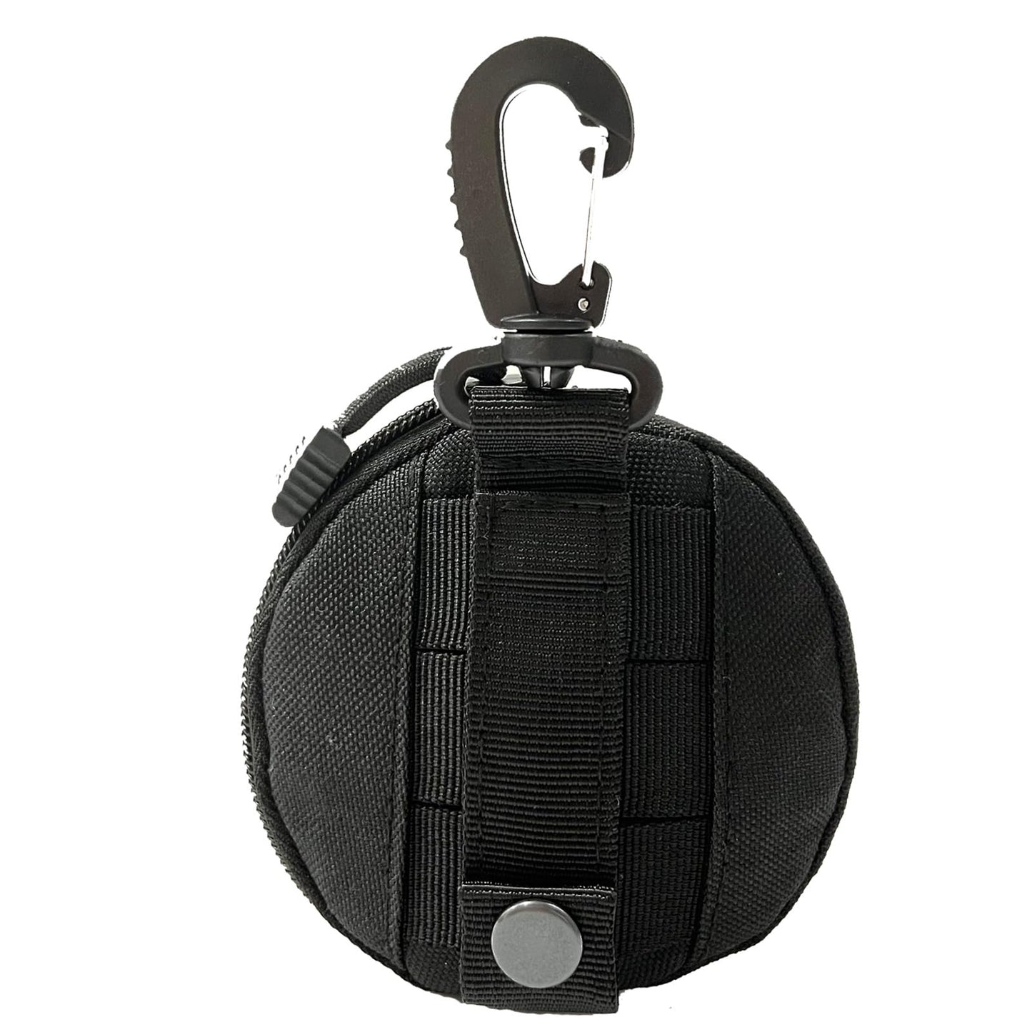 1000D Laser Cut Molle Pouch EDC Pouch Tactical Round Zipper Bag Case Coin Pouches Coin Purse Keychain Little Change Wallet Wireless Headset Pack Gadget Bag (Black)