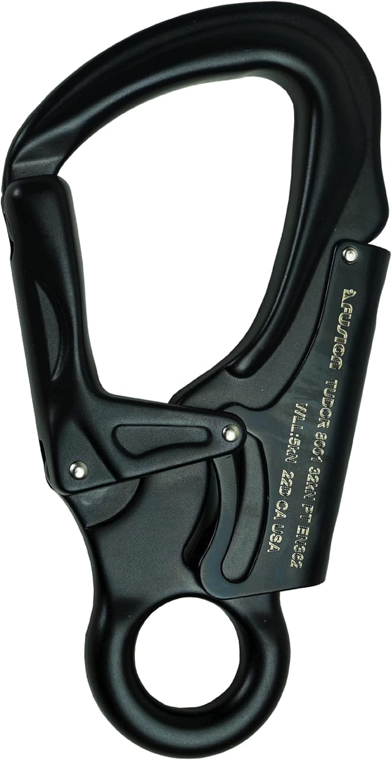 Snap Auto Locking Carabiner 32KN - Fusion Climb® Tudor - Professional Rock Climbing Carabiner - Heavy Duty Steel Clip - Snap Locking Carabiner for Climbing, Rappelling, D Shaped - UIAA ANSI Compliant
