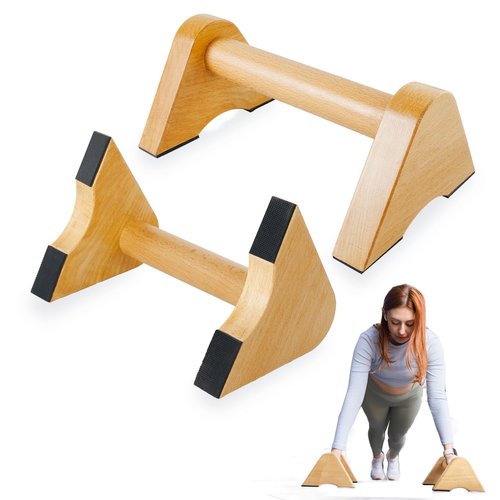Purife Wooden Push Up Bar Non-Slip Handstands for Floor Workout, Calisthenics Parallettes Bars, Strength Training Pushup Handles for Home Fitness, Gymnastics, Calistenia