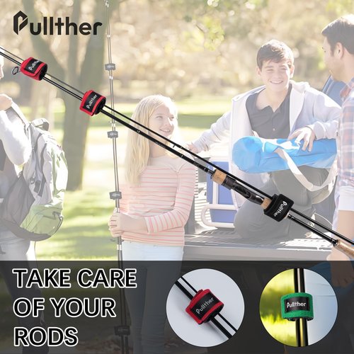 pullther fishing 6PCS Fishing Rod Straps,Stretchy Fishing Rod Ties,Adjustable Accessories,Ties for Casting,Spinning Rods and Fly Rods.