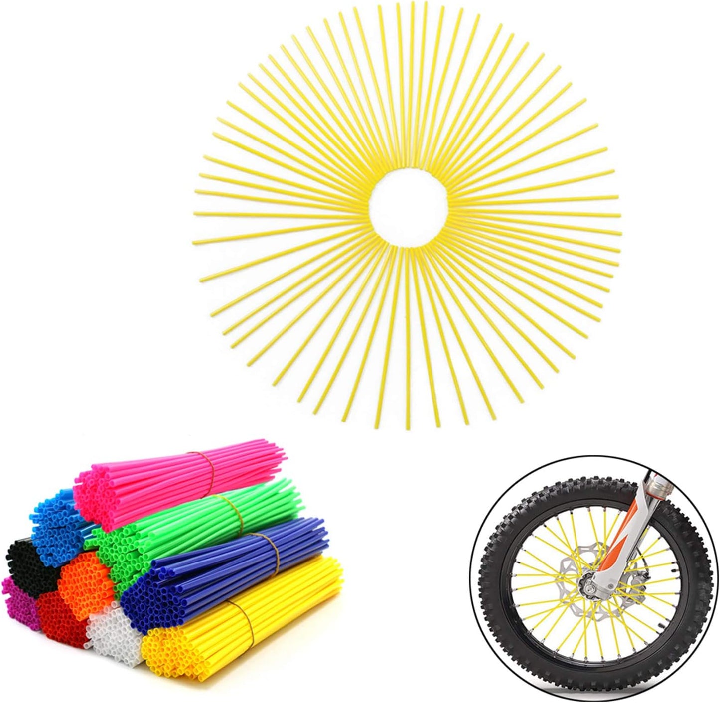 72Pcs Universal Spoke Skins Covers，Wheel Spoke Wraps Skins Pipe Trim Decoration Protector For Motorcycle Dirt Bike Yamaha Honda BMW Suzuki Kawasaki(Pink)